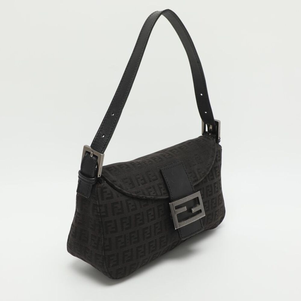 Fendi Forever Brown/black Zucchino Canvas And Leather Baguette Bag - Picture 3 of 7